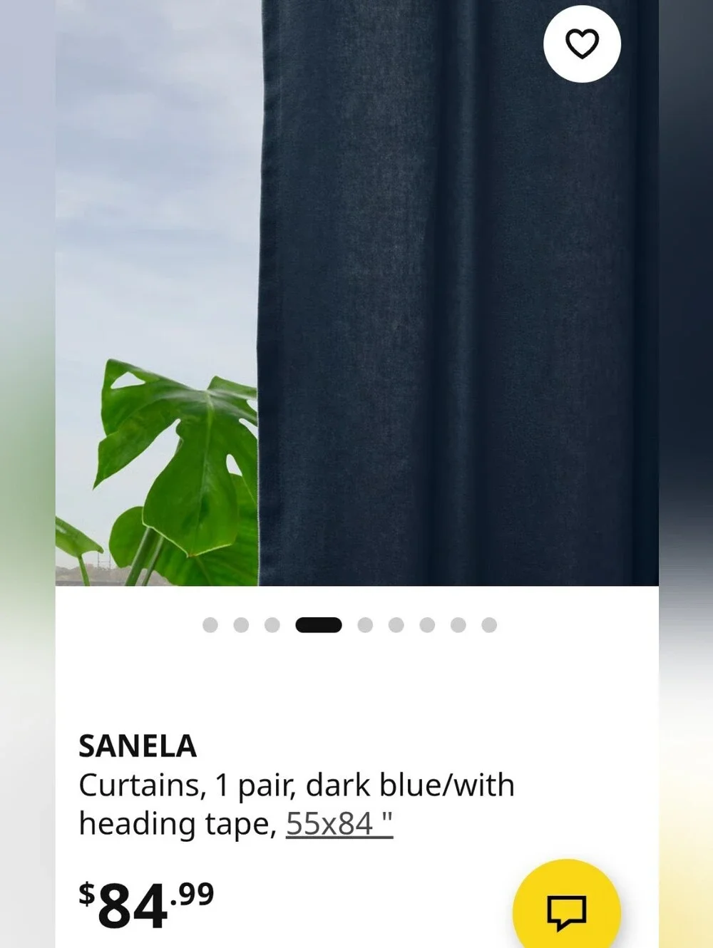 New Pair Of IKEA SANELA Dark Blue Velvet Curtain Panels